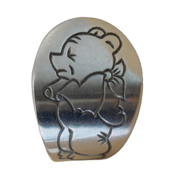 Artisan Jewelry - Winnie The Pooh Stainless Steel Spoon Ring Size 6.5 Vintage Tomee Tippee Japan